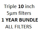 Triple 10 inch 5m filters for 1 year (6 & 12-Month Filter Change) Bundle