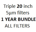 Triple 20 inch 5m filters for 1 year (6 & 12-Month Filter Change) Bundle