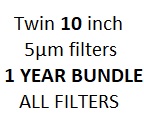 Twin 10 inch 5m filters for 1 year (6 & 12-Month Filter Change) Bundle