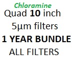 Quad 10 inch 5m and chloramine filters for 1 year (6 & 12-Month Filter Change) Bundle