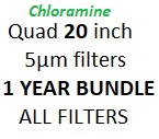 Quad 20 inch 5m and chloramine filters for 1 year (6 & 12-Month Filter Change) Bundle
